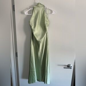 BHLDN Violet Halter Open-Back Side-Slit Stretch Satin Midi Dress